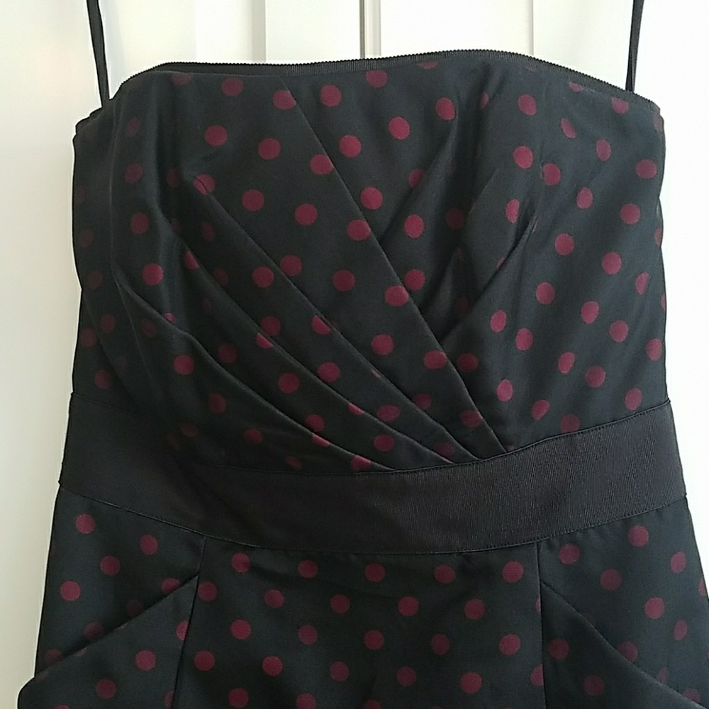 WHBW Polka Dot Strapless Dress